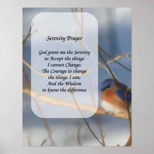 Serenity Prayer Bluebird Inspirerend Poster (Voorkant)