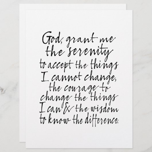 Serenity Prayer - Bounce Calligraphy Script Modern (Voorkant / Achterkant)