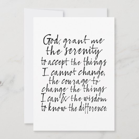 Serenity Prayer - Bounce Calligraphy Script Modern Feestdagenkaart (Voorkant)