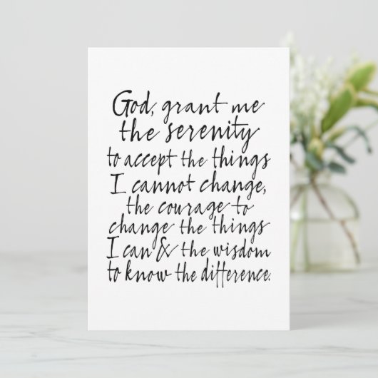 Serenity Prayer - Bounce Calligraphy Script Modern Feestdagenkaart (Staand voorkant)