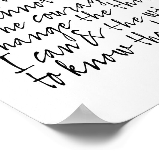 Serenity Prayer - Bounce Calligraphy Script Modern Poster (Hoek)