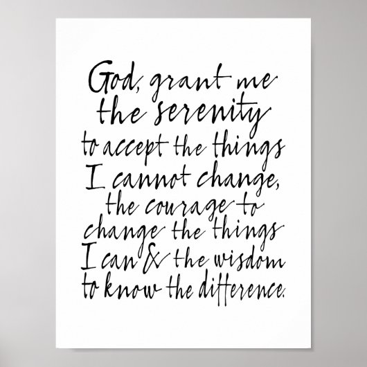 Serenity Prayer - Bounce Calligraphy Script Modern Poster (Voorkant)