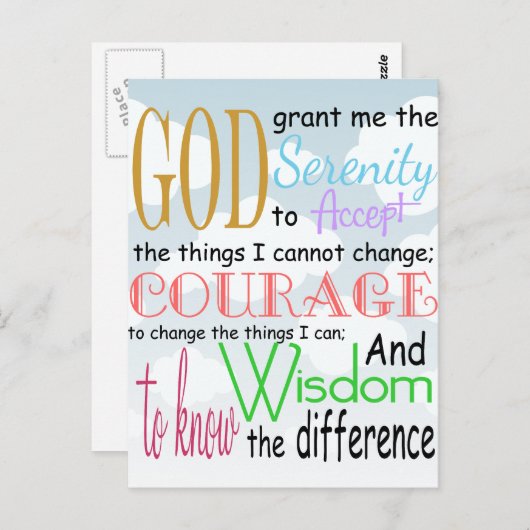 Serenity Prayer Briefkaart (Voorkant / Achterkant)