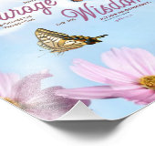 Serenity Prayer: Butterflies, Pink Flowers, Streng Foto Afdruk (Hoek)