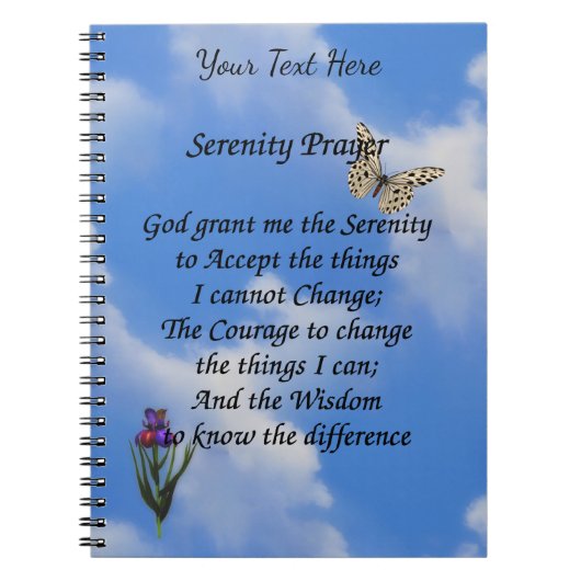 Serenity Prayer Butterfly Flower Inspirerend Notitieboek (Voorkant)