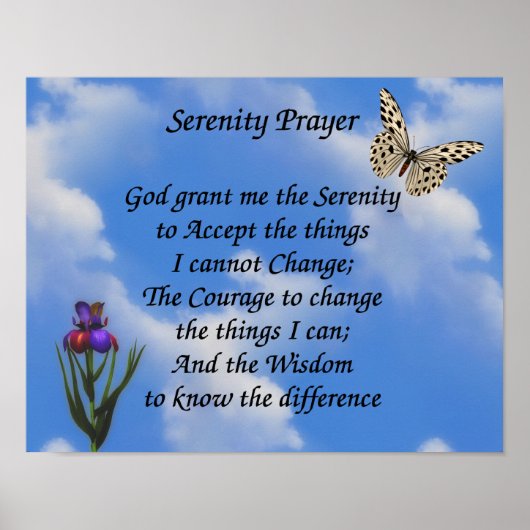 Serenity Prayer Butterfly Flower Inspirerend Poster (Voorkant)