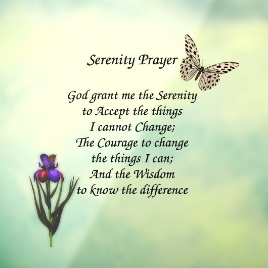 Serenity Prayer Butterfly Flower Inspirerend Raamsticker (Vel 3)