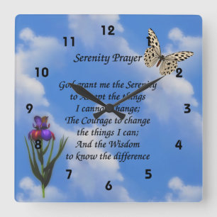 Serenity Prayer Butterfly Flower Inspirerend Vierkante Klok