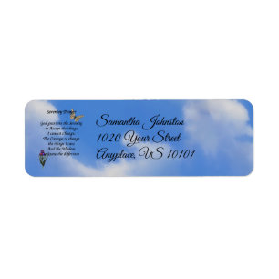 Serenity Prayer Butterfly Inspirerend Adres Etiket