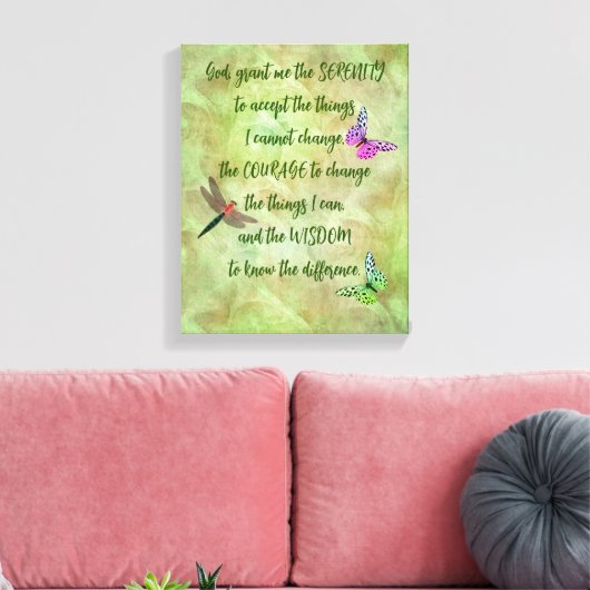 Serenity Prayer Butterfly Inspirerend Canvas Afdruk (Insitu (Woonkamer))