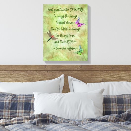 Serenity Prayer Butterfly Inspirerend Canvas Afdruk (Insitu (Slaapkamer))