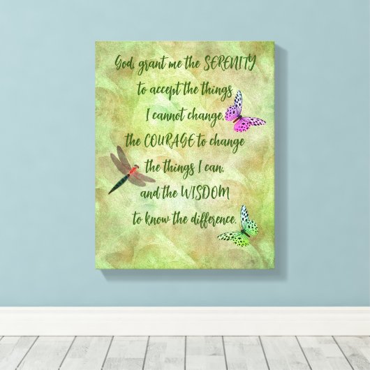 Serenity Prayer Butterfly Inspirerend Canvas Afdruk (Insitu (Houten vloer))