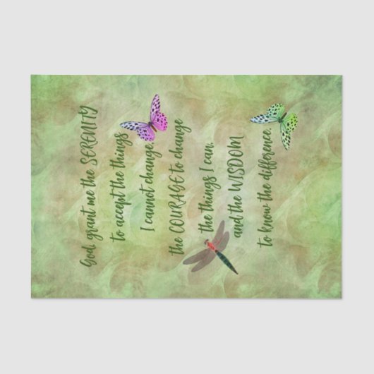 Serenity Prayer Butterfly Inspirerend ontkoppeling Tissuepapier (Voorkant)