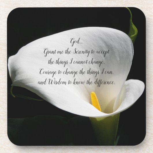 Serenity Prayer Calla Lily Bloom Bloemen Bier Onderzetter (Voorkant)