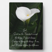 Serenity Prayer Calla Lily Floral Fotoplaat (voorkant)