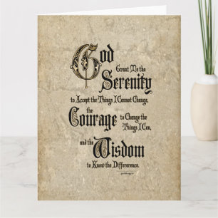 Serenity Prayer: Calligrafie, Antiek, herstel Kaart