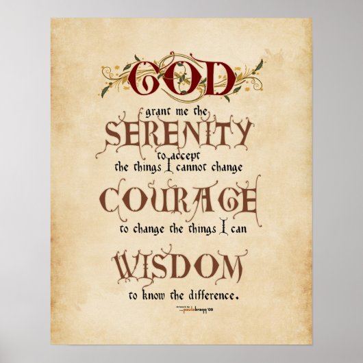 Serenity Prayer: Calligrafie-Inspirerend gebeden Poster (Voorkant)