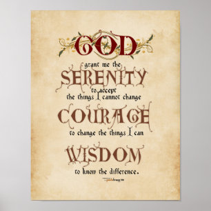 Serenity Prayer: Calligrafie-Inspirerend gebeden Poster