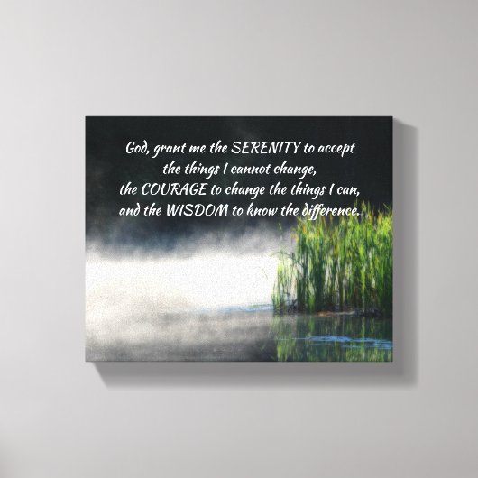 Serenity Prayer Cattails in een mist-Inspirerend Canvas Afdruk (Voorkant)