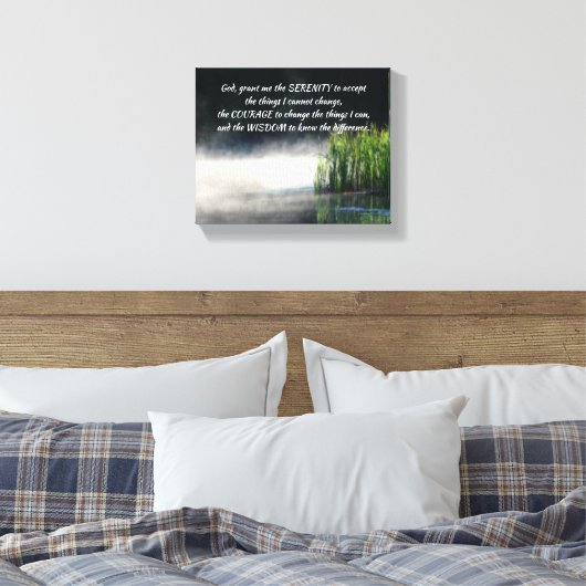 Serenity Prayer Cattails in een mist-Inspirerend Canvas Afdruk (Insitu (Slaapkamer))