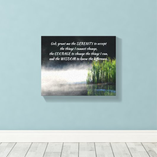 Serenity Prayer Cattails in een mist-Inspirerend Canvas Afdruk (Insitu (Houten vloer))