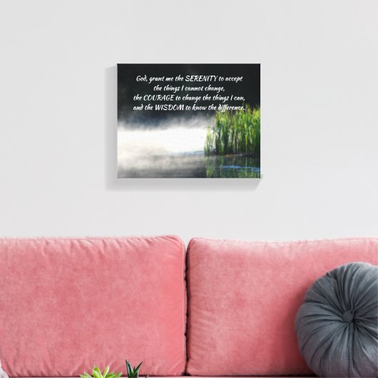 Serenity Prayer Cattails in een mist-Inspirerend Canvas Afdruk (Insitu (Woonkamer))