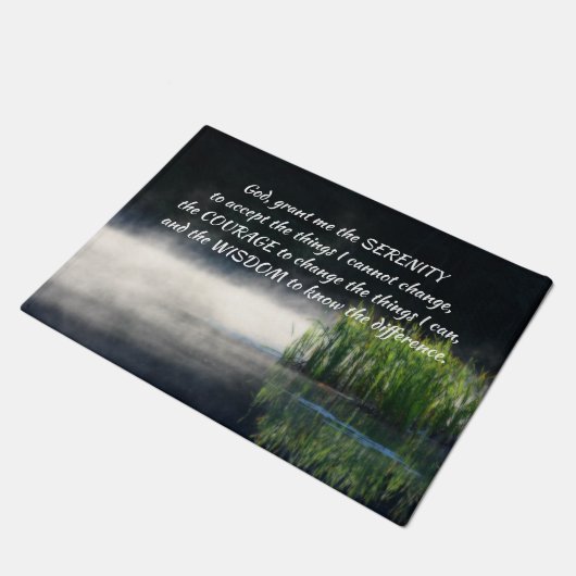 Serenity Prayer Cattails in een mist-Inspirerend Deurmat (Schuin)