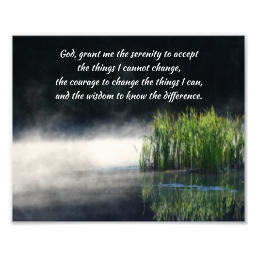 Serenity Prayer Cattails in een mist-Inspirerend Foto Afdruk (Voorkant)