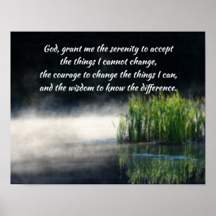 Serenity Prayer Cattails in een mist-Inspirerend Poster