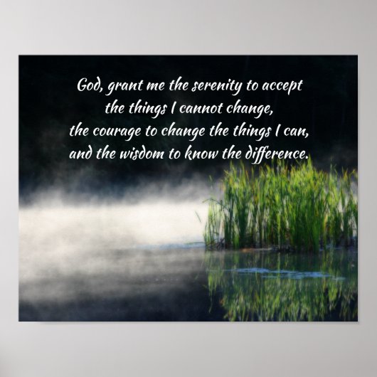 Serenity Prayer Cattails in een mist-Inspirerend Poster (Voorkant)