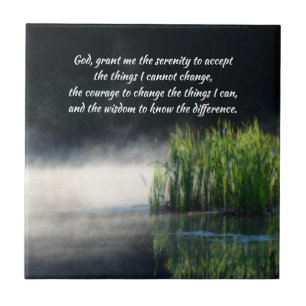 Serenity Prayer Cattails In Mist Inspirational  Tegeltje