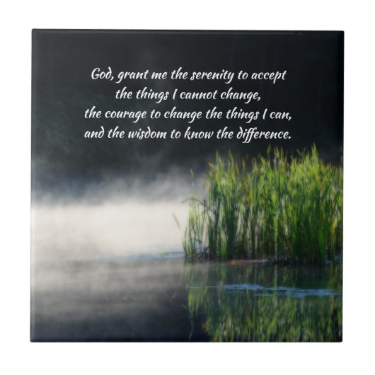Serenity Prayer Cattails In Mist Inspirational  Tegeltje (Voorkant)