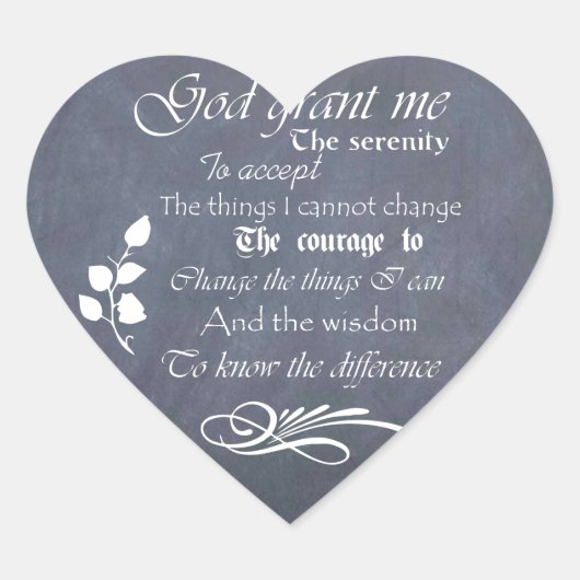 Serenity Prayer Chalkboard Gifts - trendy  Hart Sticker (Voorkant)
