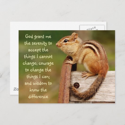 Serenity Prayer Chipmunk Briefkaart (Voorkant / Achterkant)