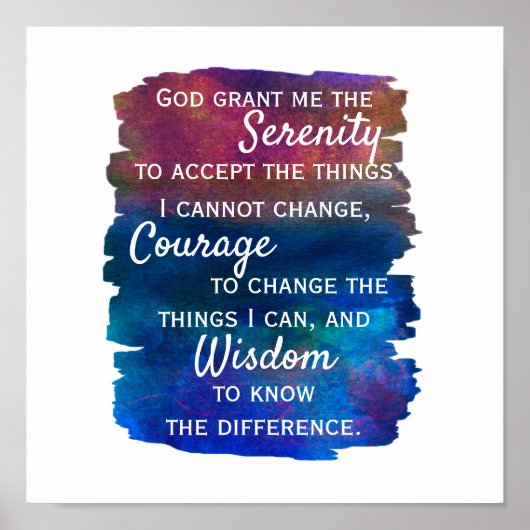 Serenity prayer citeert gewaagde verflijnen ontwer poster (Voorkant)
