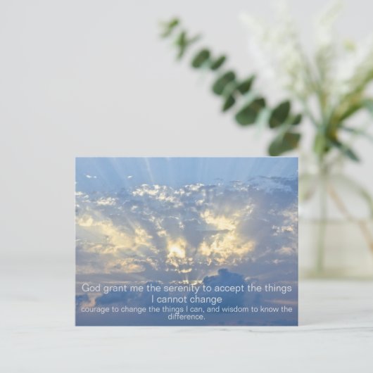Serenity Prayer - Clouds in Sky met Sun Rays Briefkaart (Staand voorkant)