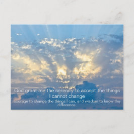 Serenity Prayer - Clouds in Sky met Sun Rays Briefkaart