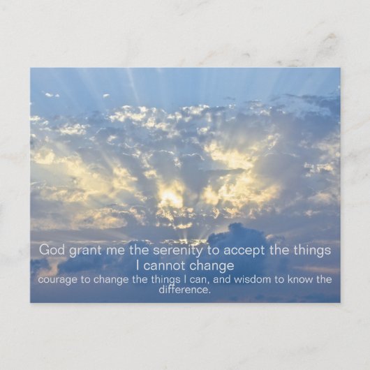 Serenity Prayer - Clouds in Sky met Sun Rays Briefkaart (Voorkant)