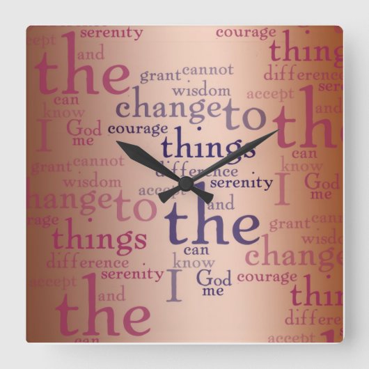 Serenity Prayer Collage Vierkante Klok (Voorkant)