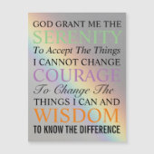 Serenity Prayer Colorful Rainbow Magnetic Kaart (Voorkant)