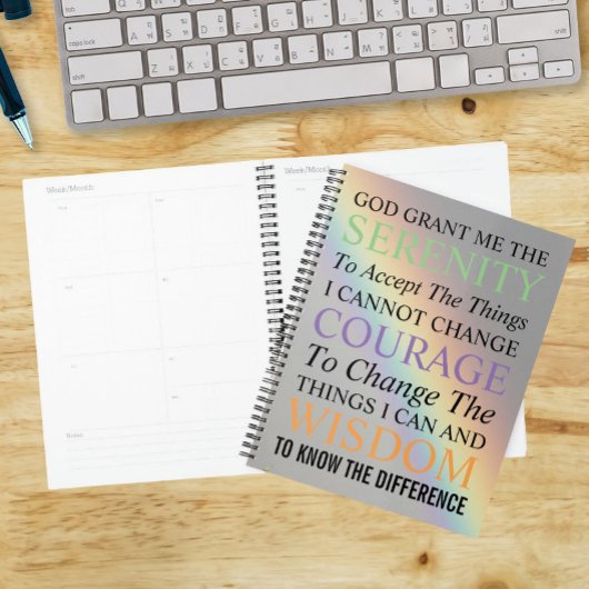 Serenity Prayer Colorful Rainbow Planner