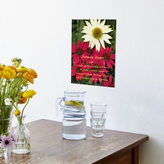 Serenity Prayer Coneflowers Floral Folie Afdrukken (Laag (Keuken))