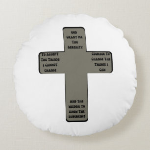 Serenity Prayer Cross Quote Rond Kussen
