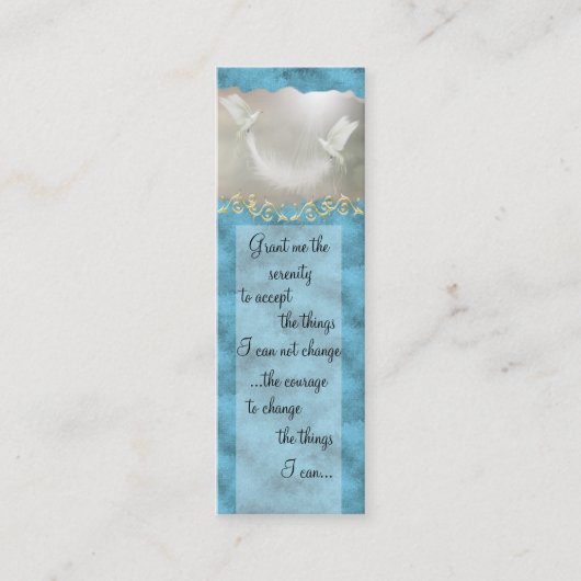 Serenity Prayer Doves Business Card ~ turquoise Mini Visitekaartje (Voorkant)