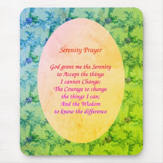 Serenity Prayer Elegant Floral Art Muismat (Voorkant)