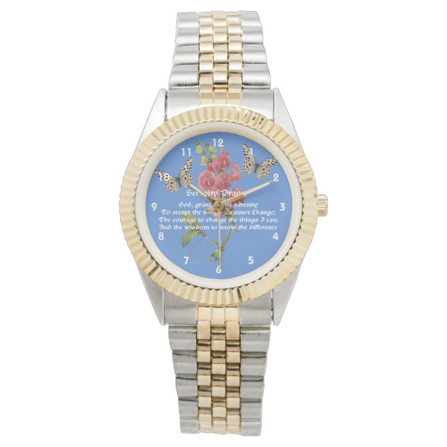 Serenity Prayer en Butterfly Horloge (Voorkant)