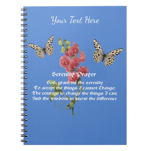 Serenity Prayer en Butterfly Notitieboek (Voorkant)