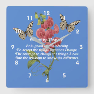Serenity Prayer en Butterfly      Vierkante Klok