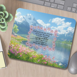 Serenity Prayer Floral Heart With Mountain View Muismat