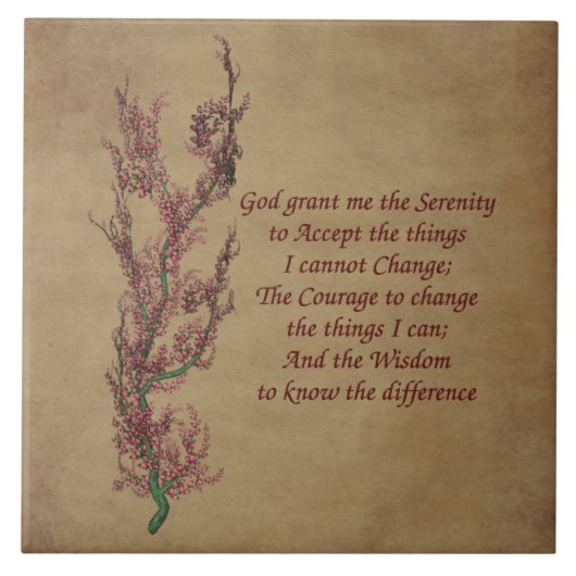 Serenity Prayer Floral Inspirerend Quote Tegeltje (Voorkant)